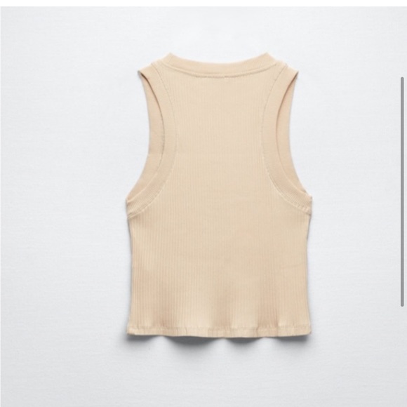 Zara Ribbed Halter Tank, Size Small, color Sand - Picture 5 of 8